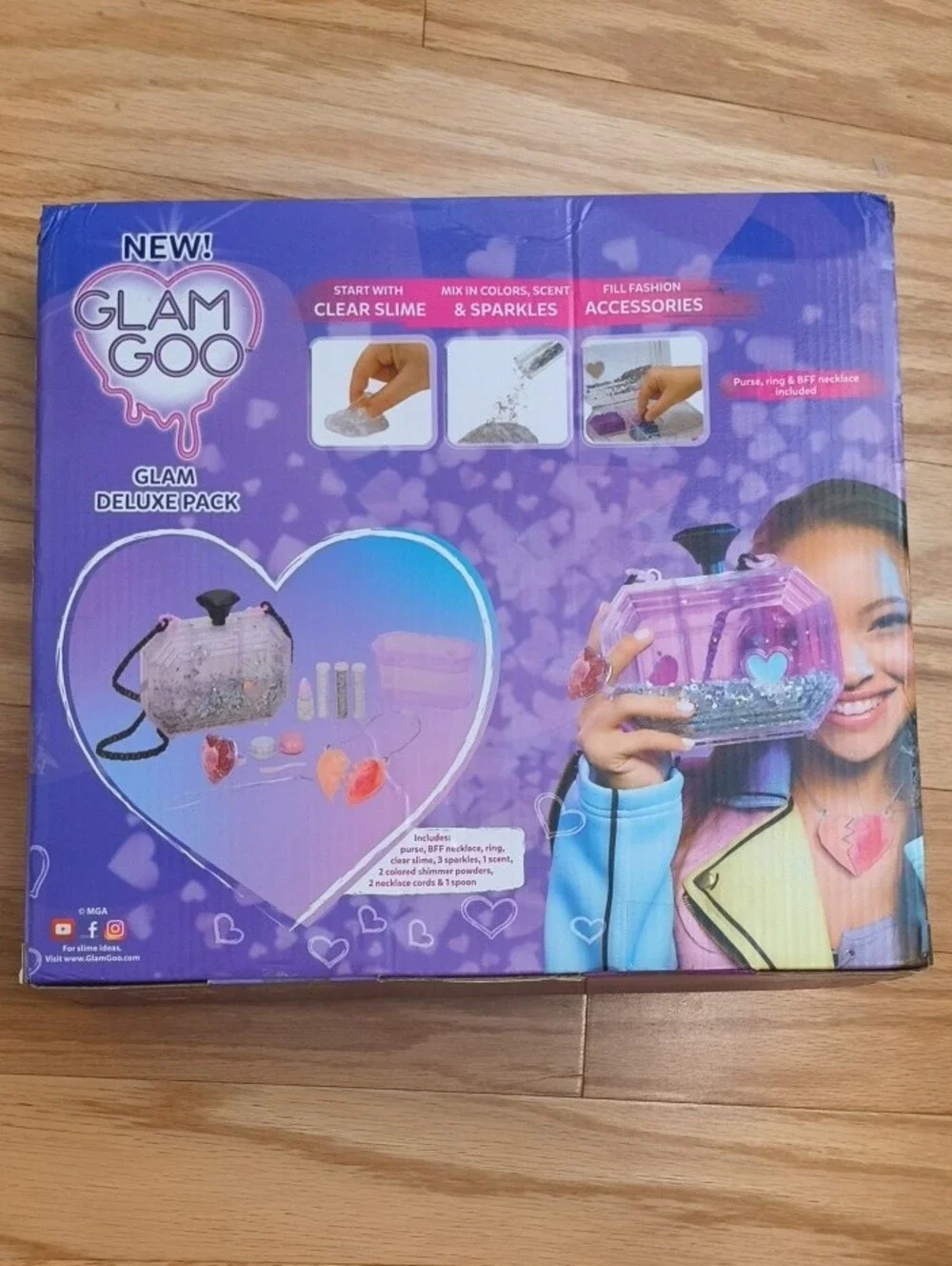 Glam Goo Deluxe Pack Purple Heart Slime Fashion Kit Ages 6+ NWT